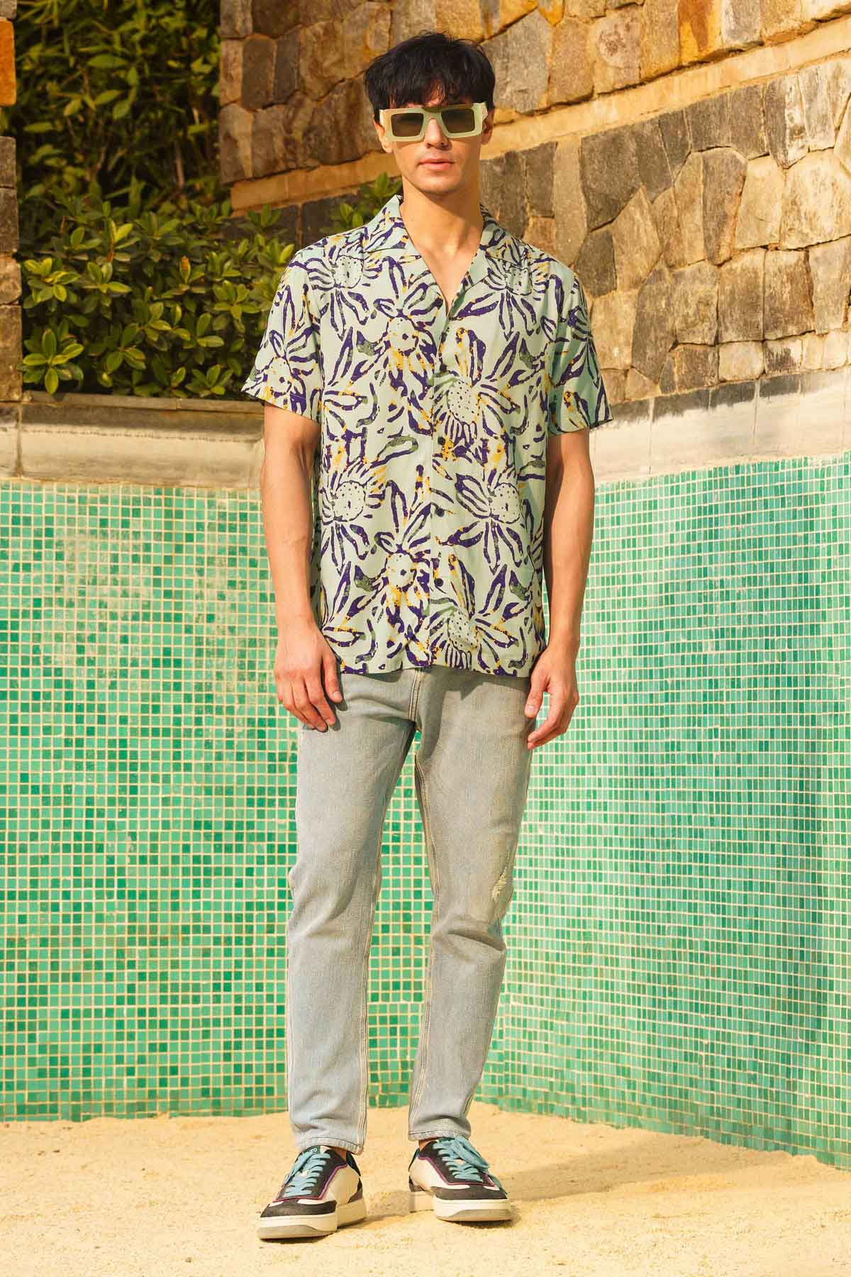 Sewtable Clothing Multicolor Floral Print Shirt for men online at ScrollnShops